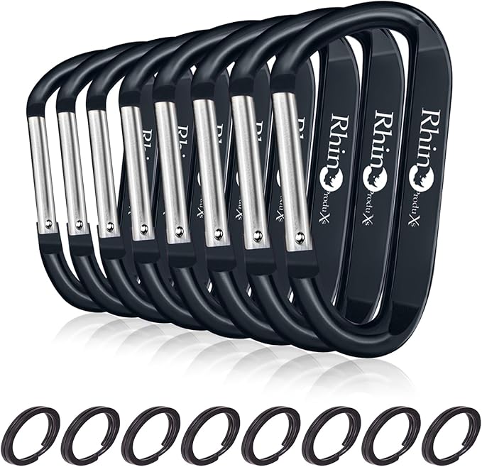 Rhino Produxs 8PCS of Lightweight Duty Snap Carabiner Clips, D Ring Shape by Rhino+Produxs