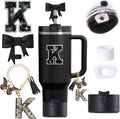 6pcs Black Stanley Cup Accessories Set, Bow Straw Topper by MOTEERLLU