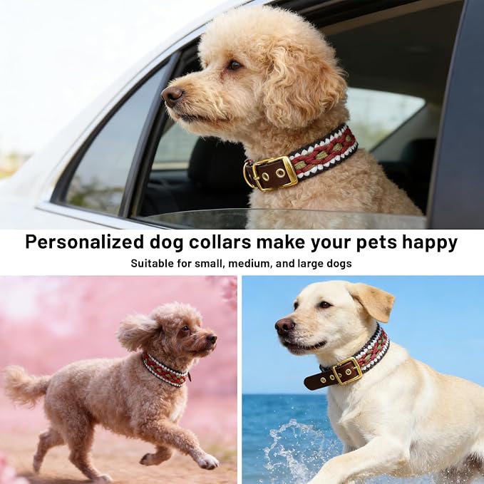 Rustic Autumn Weave Braided Paracord Wide Dog Collar, Adjustable Collar - Image 8