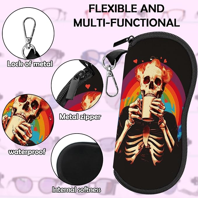 Glasses Case Sunglasses Eyeglass Soft Case Zipper Light Neoprene Pouch - Image 4
