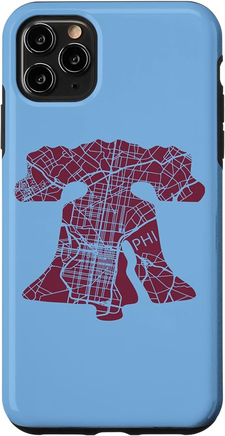 Philadelphia Street Map Liberty Bell Vintage Maroon Philly Case by Unknown