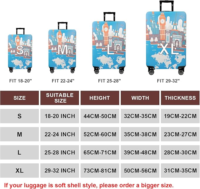 WUJIAONIAO Travel Luggage Cover Baggage Suitcase Cover Protector Skins 18-32 - Image 5