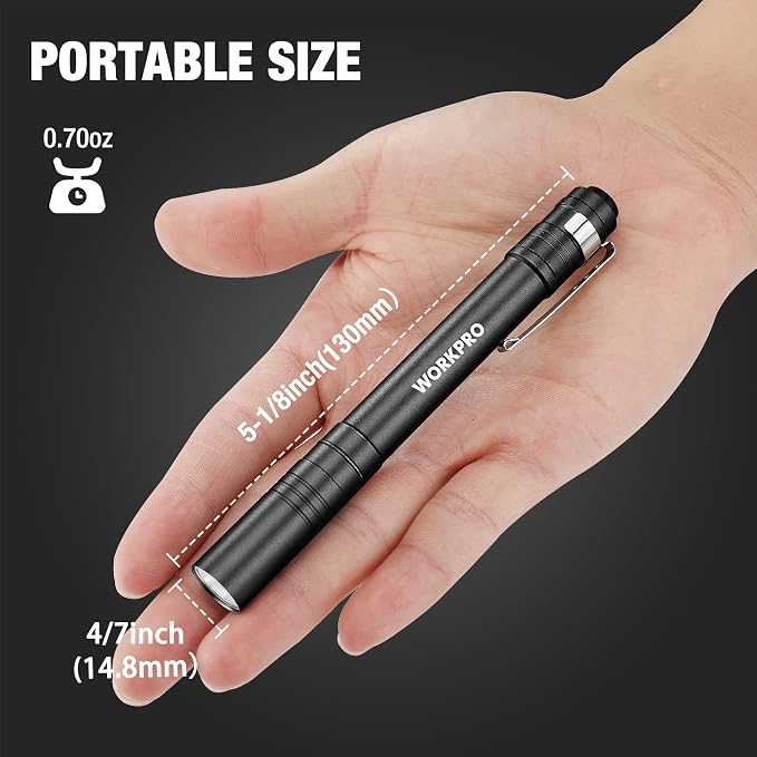 WORKPRO LED Pen Light, Aluminum Pen Flashlights, Pocket Flashlight - Image 2