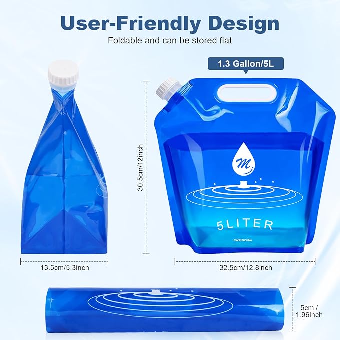 SOCATER Water Container Bags, 4 Packs BPA Free No-Leak Foldable Plastic 1.3 - Image 6