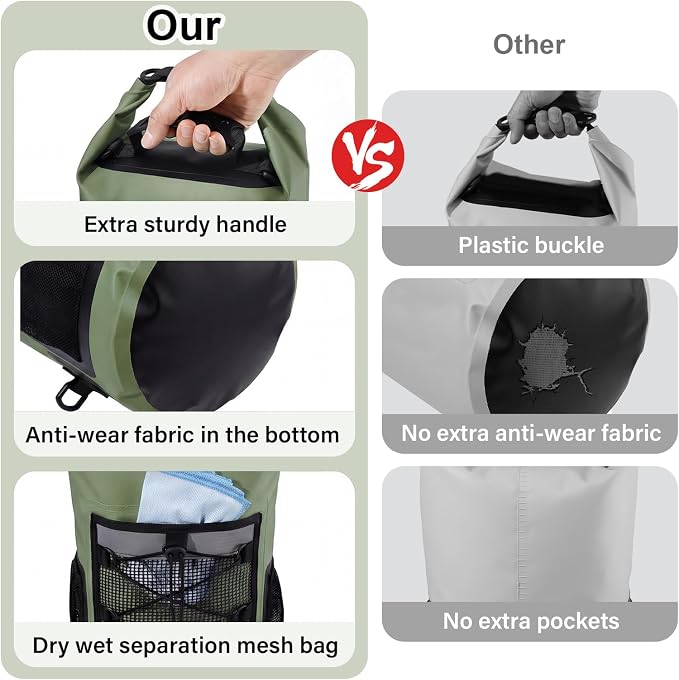 Pimoys Dry Bag, 25L Waterproof Backpack, Roll-Top Dry Bags Kayak, Outdoor - Image 4