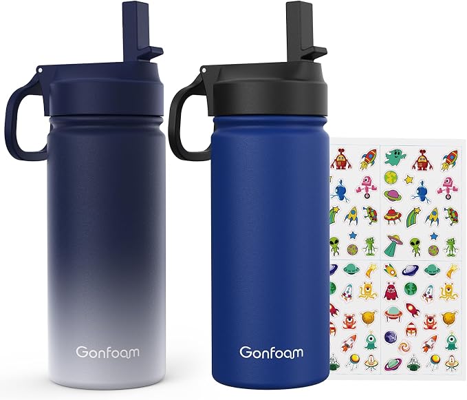 Kids Water Bottle, insulated Stainless Steel Straw Cup by Gonfoam