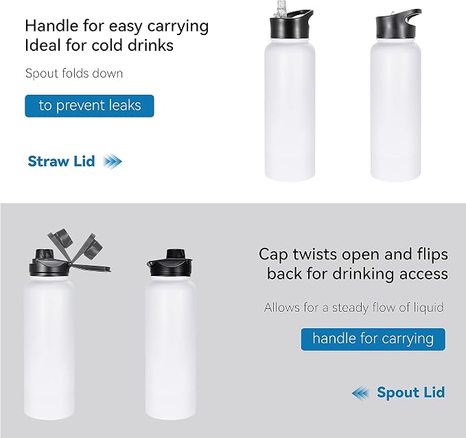 VEGOND 40 oz Insulated Water Bottle Stainless Steel Metal Water Bottles - Image 5