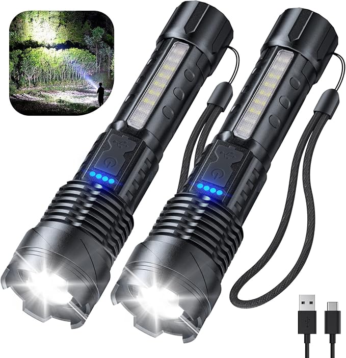 Cinlinso Flashlight High Lumens Rechargeable 2 Pack, 990000 Lumen Super Bright by Cinlinso