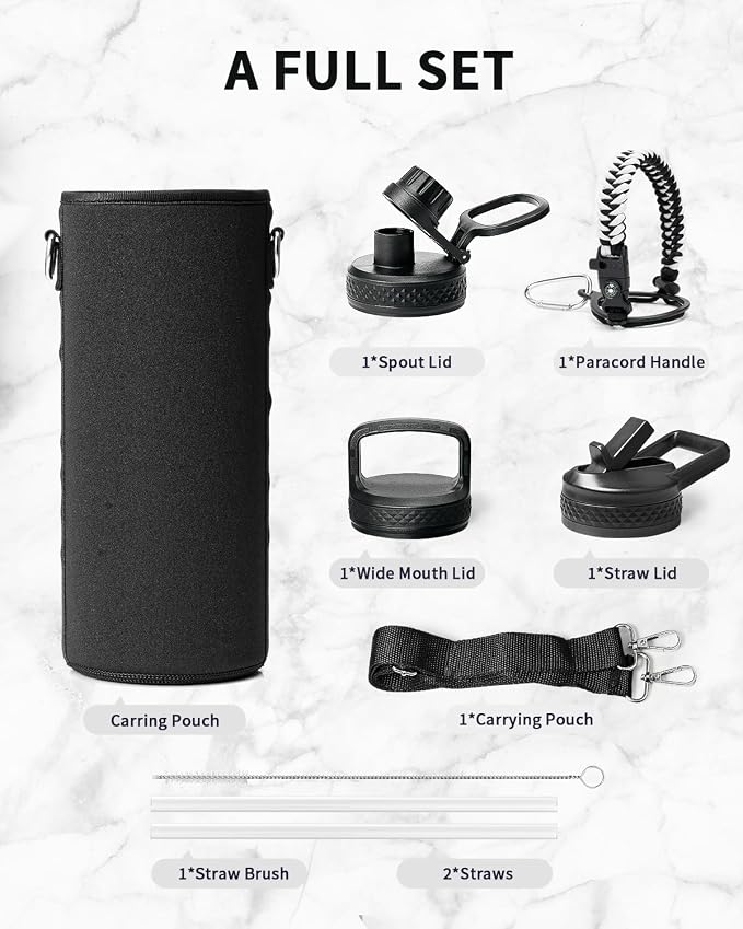 Trebo Water Bottle 40oz with Paracord Handle, Half Gallon Large Vacuum Triple - Image 7