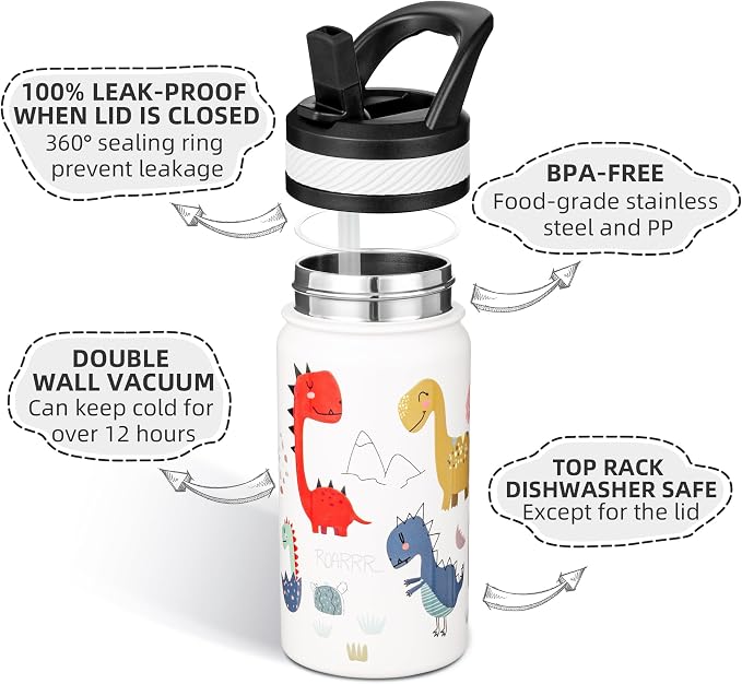 Fanhaw 14 Oz Kids Insulated Water Bottle - Image 2