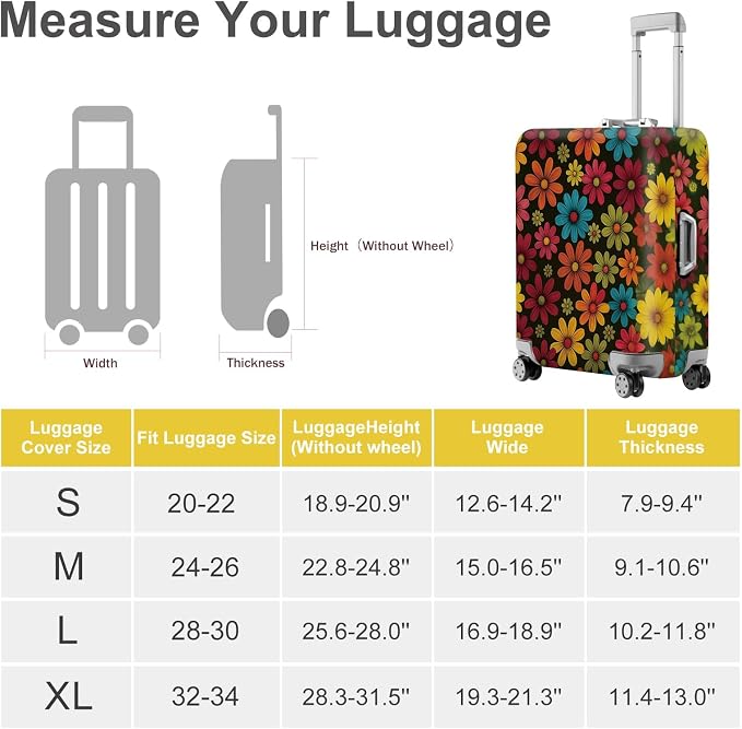 ANNA QUEEN Colorful Flower Luggage Cover, Retro Floral Suitcase Protector - Image 4