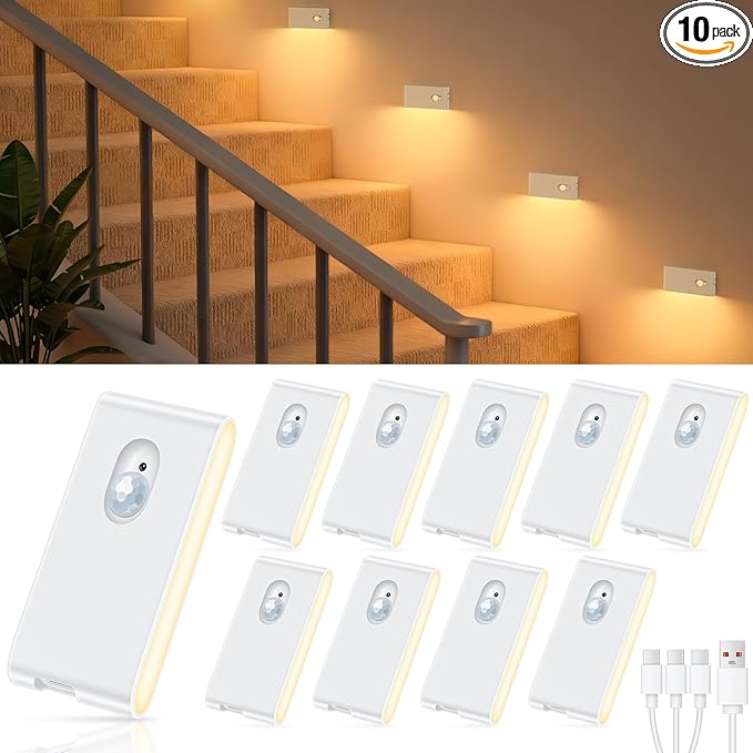 WILLED Rechargeable Night Light, Warm White Stair Lights Indoor, Wireless by WILLED