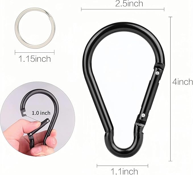 Carabiner Caribeaner Clip, Extra Large 4" Aluminum Carabeaner Keychain Hook - Image 2