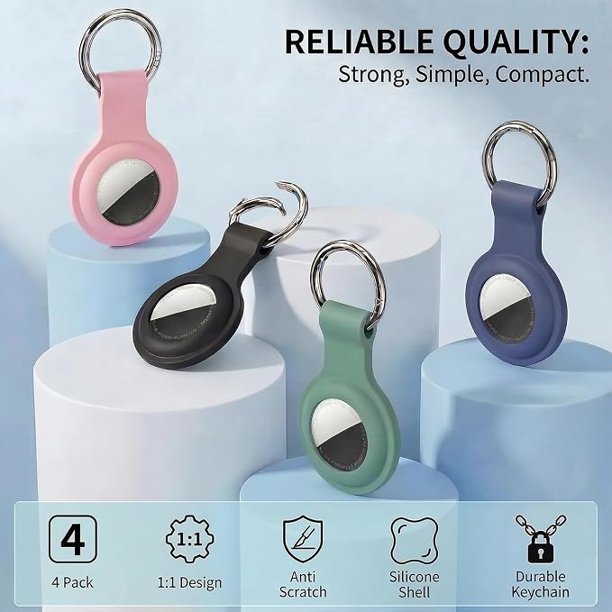 Linsaner Holder for AirTag 2nd Gen & 1st Gen, Silicone Case Keychain Key Ring - Image 2