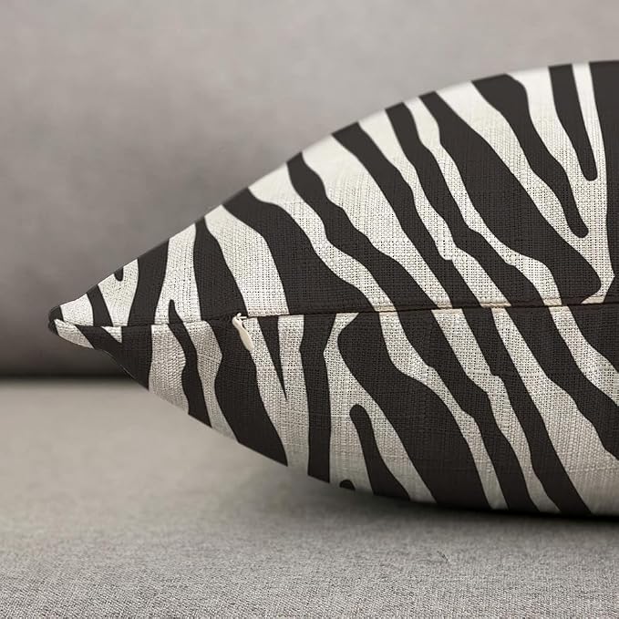 TKS MITLAN Zebra Print Pillow Covers 18 x 18 Inch Black White Leopard Line - Image 6