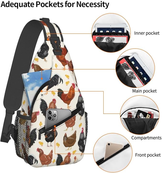 Funny Rooster Print Crossbody Sling Bags - Image 3