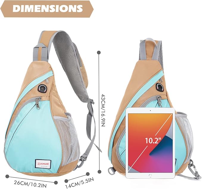 ZOMAKE Sling Bag, Small Crossbody Sling Backpack, Water Resistant Shoulder - Image 2