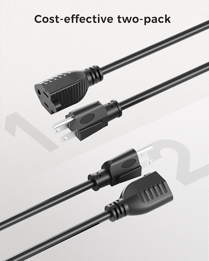 Cable Matters 2-Pack 16 AWG Heavy Duty 13A Short Power Extension Cord - 1ft - Image 6