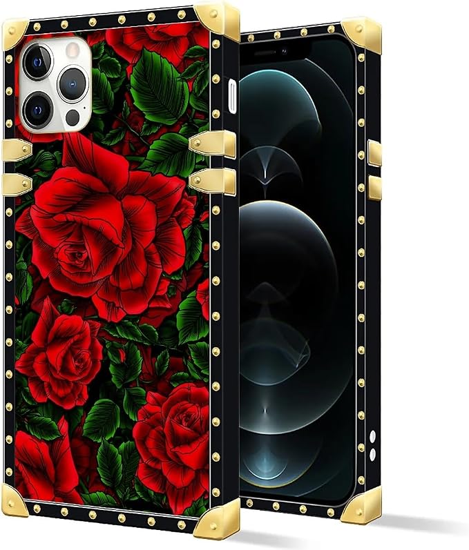 Compatible with iPhone 11 Pro Max Case, Vector Red Rose Green Leaf Luxury - Image 2