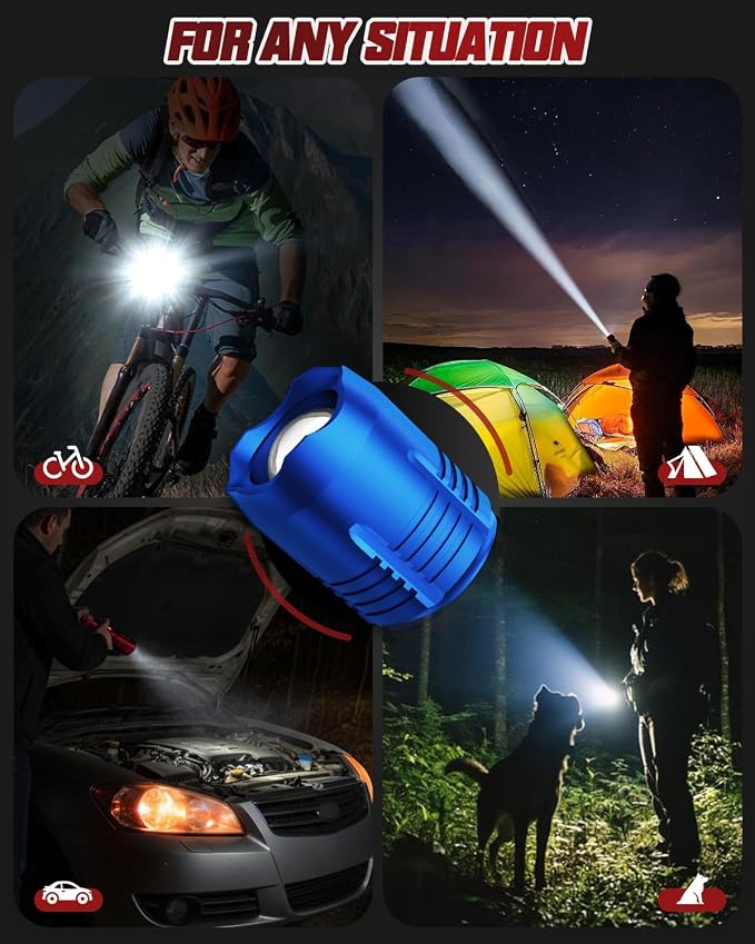 Victoper Red Rechargeabe Flashlight 2 Pack, High Lumens 5 Modes LED Bright - Image 9