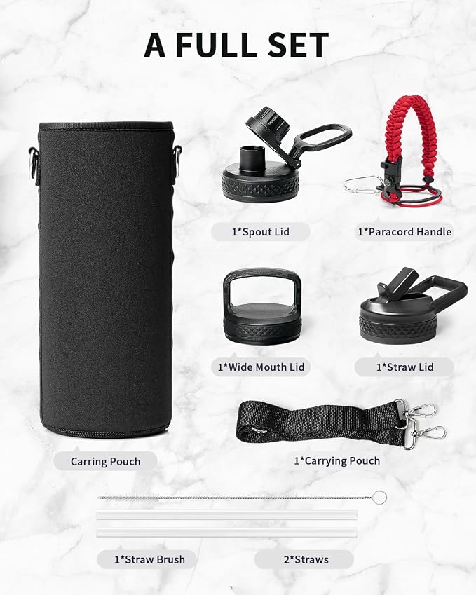 Trebo Water Bottle 40oz with Paracord Handle, Half Gallon Large Vacuum Triple - Image 7