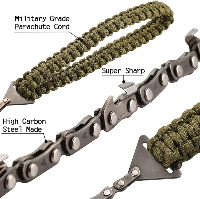 Pocket Chainsaw with Paracord Handle 24 Inches 11 Teeth Folding Chain Hand Saw - Image 3