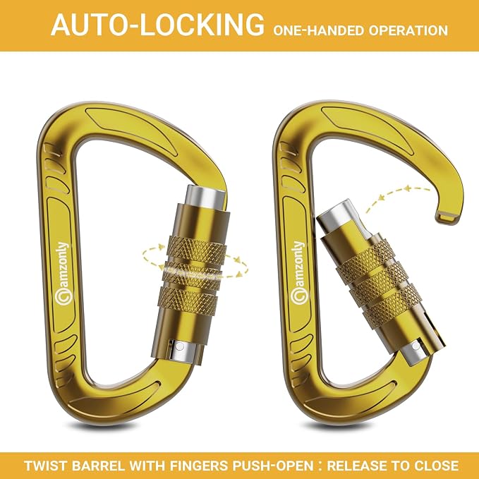 3inch Auto Locking Carabiner Clips Heavy Duty, 12KN /2697lbs Lightweight - Image 3
