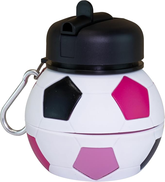 Maccabi Art Clip-On Collapsible BPA-Free Silicone Pink Soccer Ball Water Bottle - Image 3