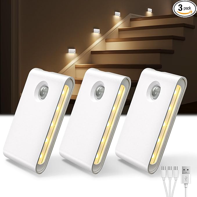 EZVALO 3 Pack Motion Sensor Night Lights, Sync LED Stair Lights Indoor by EZVALO