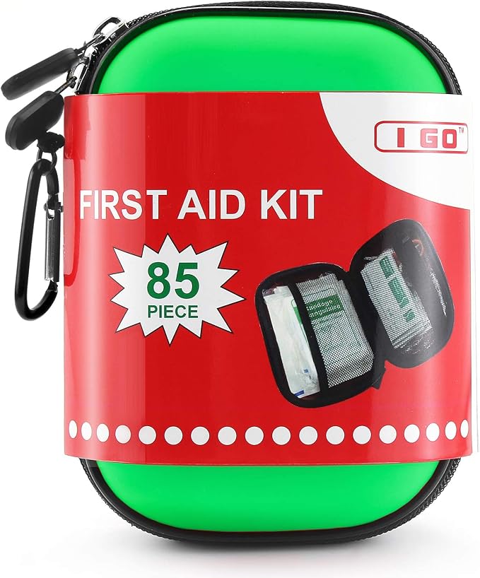 I GO 85 Pieces Hard Shell Mini Compact First Aid Kit, Small Personal Emergency by IGO