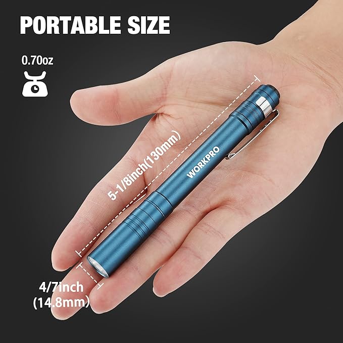 WORKPRO LED Pen Light, Aluminum Pen Flashlights, Pocket Flashlight - Image 2