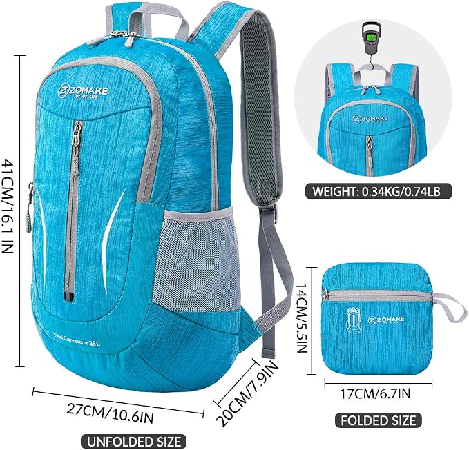ZOMAKE 25L Ultra Lightweight Packable Backpack, Foldable Hiking Backpacks Water - Image 2