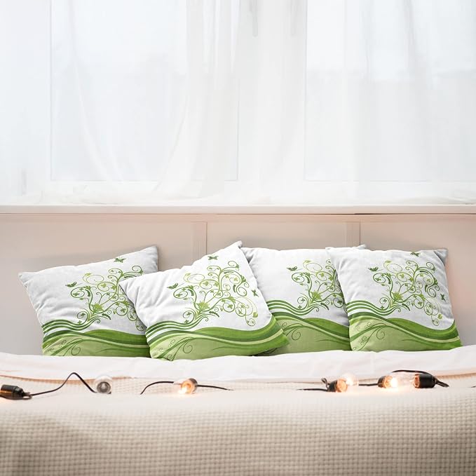 Ambesonne Vines Throw Pillow Cushion Case Pack of 4, Butterflies Leaves Flowers - Image 6
