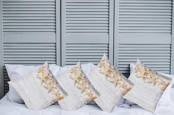 Ambesonne Seashells Throw Pillow Cushion Case Pack of 4, Starfish Marine in - Image 2