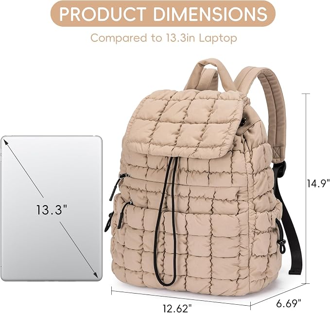 CLUCI Puffy Quilted Backpack Purse - Image 4