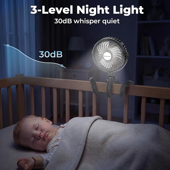 AMACOOL Battery Operated Stroller Fan, Baby Travel Essentials - Image 6