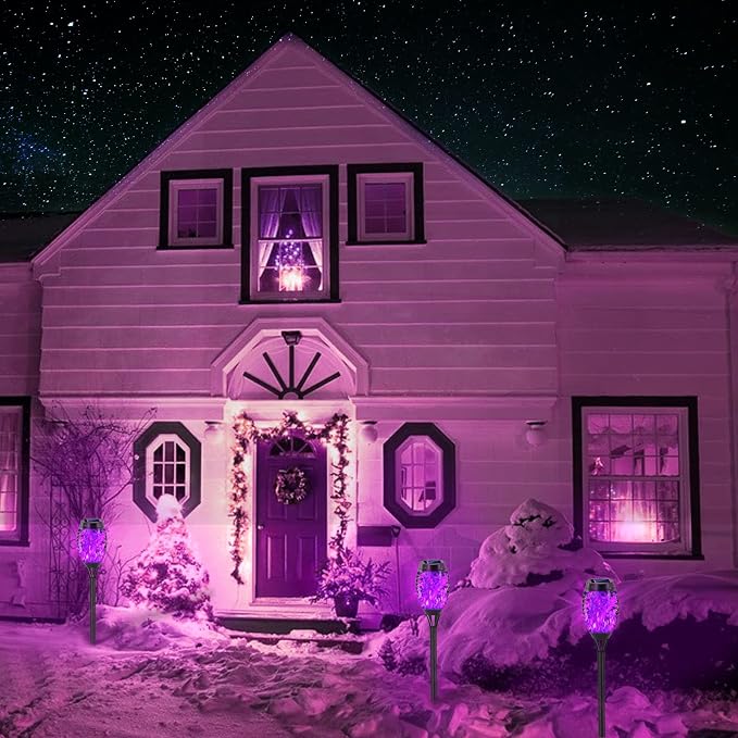EOYIZW Solar Outdoor Lights, 8 Pack Purple Halloween Decorations Outdoor - Image 7