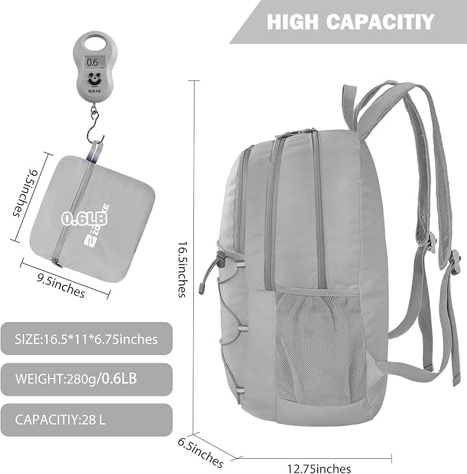 ZOMAKE Lightweight Packable Backpack 28L, Foldable Backpacks Water Resistant - Image 2