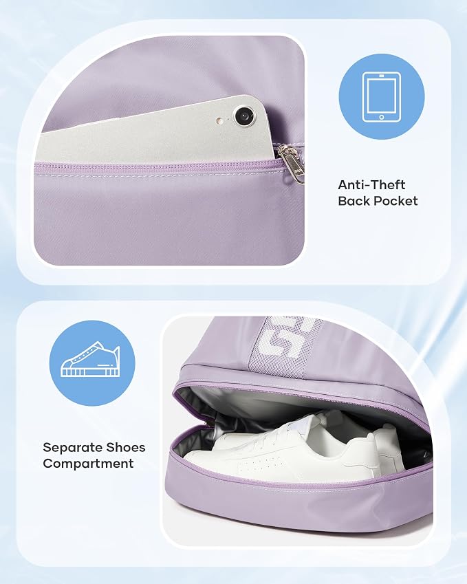 Gym Backpack for Women with Shoe Compartment, Sport Backpack Casual Daypack for - Image 5