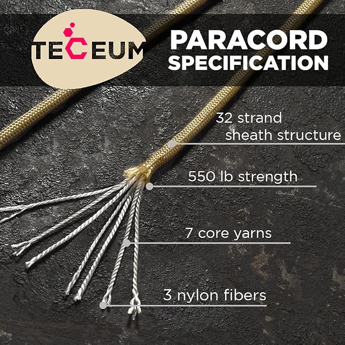 TECEUM 5/32" Paracord Rope 1000 – 1000ft / 200ft / 100ft / 50ft – Tactical - Image 2
