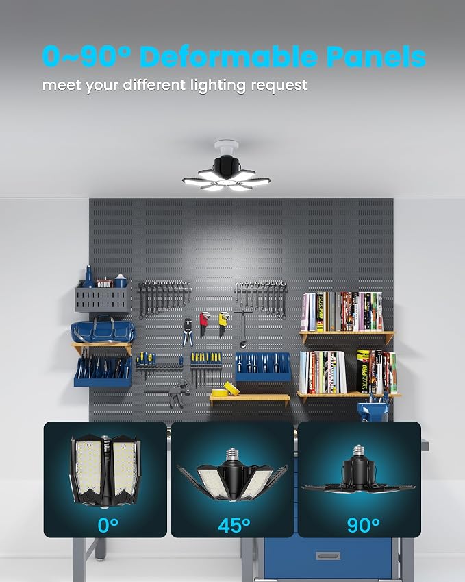 Motion Sensor Garage Light 200W 20000LM, Deformable LED Sensing Shop Lighting - Image 7