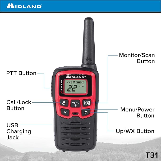 Midland T31VP 22 Channel FRS Walkie Talkie - Image 2