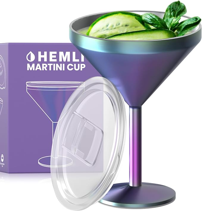 Martini Glass, Stainless Steel Insulated Martini Tumbler, Cocktail Cup by Hemli