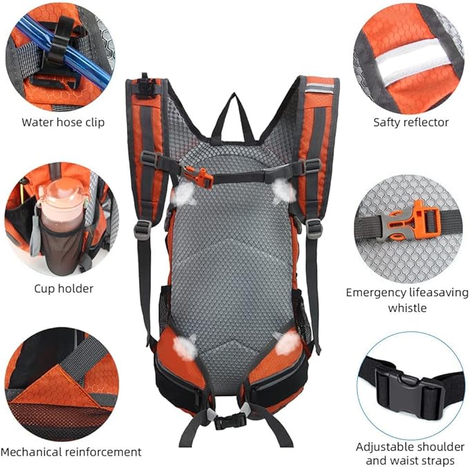 Hiking Daypack Waterproof Biking Backpack 15L Lightweight Durable Backpack - Image 6