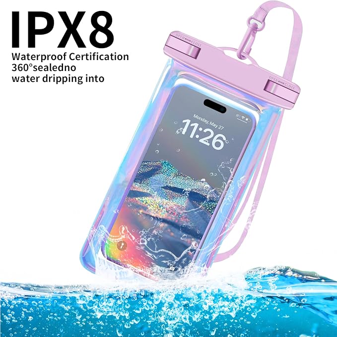 Up to 8.3" 4 Pack Iridescence Universal Waterproof Phone Pouch, Large Phone - Image 3