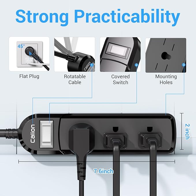 VNJ IPX6 Waterproof Outdoor Surge Protector Power Strip, 3AC Outlets 10FT Cord - Image 4