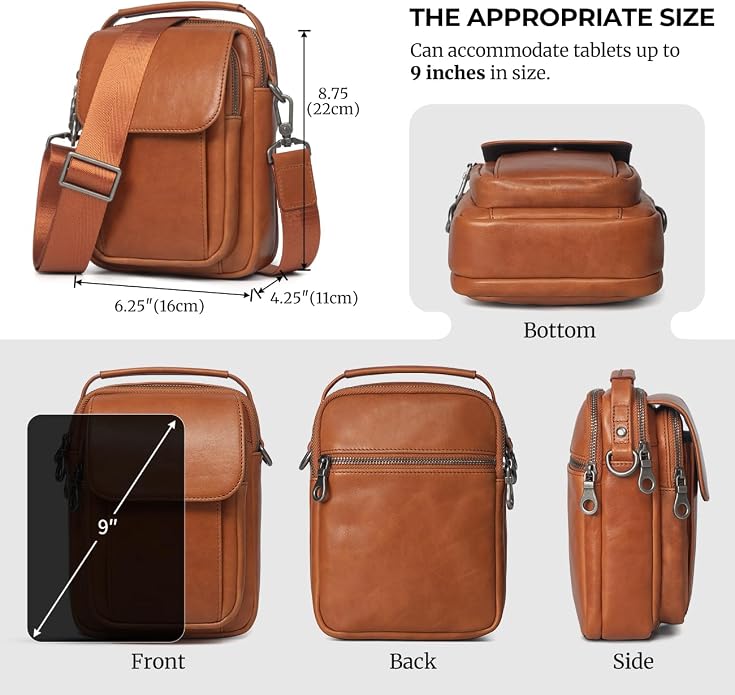Augus Leather Small Messenger Bag - Image 5