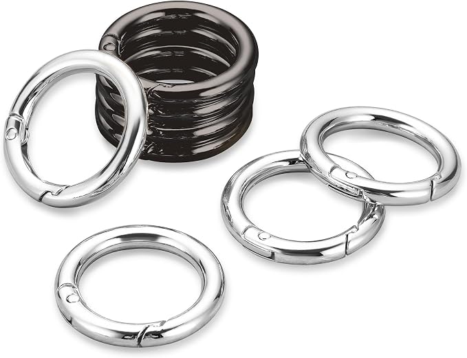 Gkeygo Key Ring Clip, 1 Inch Keychain Rings, 8 Pack Round Carabiner Clip by Gkeygo