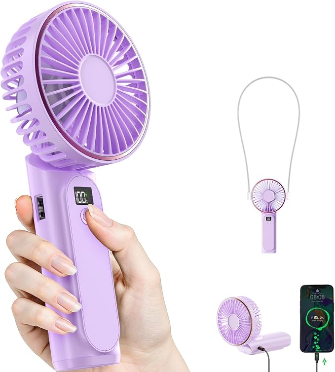 TUNISE Portable Handheld Fan, 180 Adjustable, 6 Speed Wind, USB Rechargeable by TUNISE