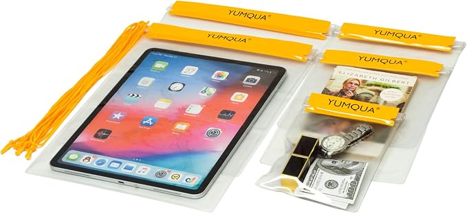 YUMQUA Clear Waterproof Bags 5 Pack Set, Watertight Pouch Holder by YUMQUA